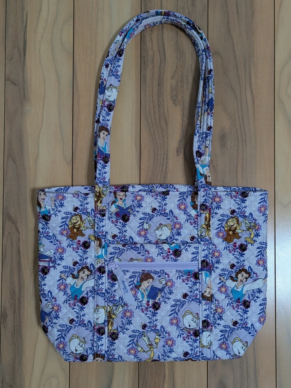 EUC! Vera Bradley X Disney Vera Tote Beauty And The Beast Belle Floral Purple